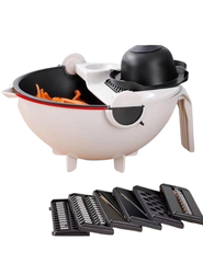 5-in-1 Manual Rotary Vegetable Cutter & Slicer with Drainer – Multifunction Mandoline Grater & Chopper