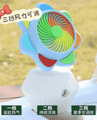 🌸 Rechargeable Flower Shape Table Fan with Mist Spray & Humidifier 💨