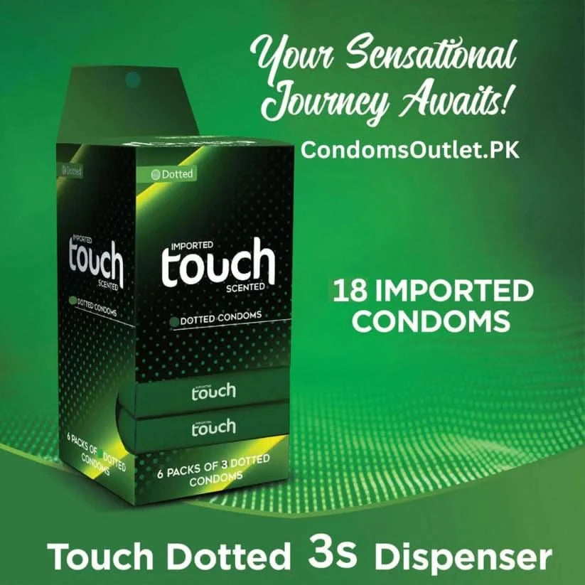 Touch Dotted Condoms Dispenser – 18-Count for Enhanced Pleasure