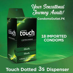 Touch Dotted Condoms Dispenser – 18-Count for Enhanced Pleasure