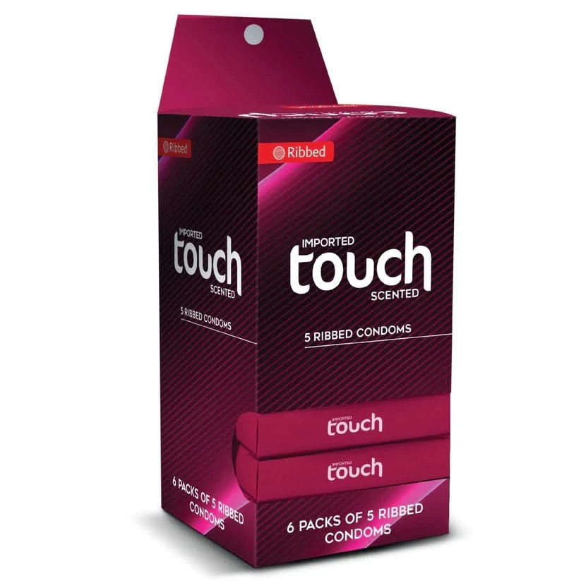 Touch Ribbed Condoms Dispenser – 30-Count for Enhanced Stimulation
