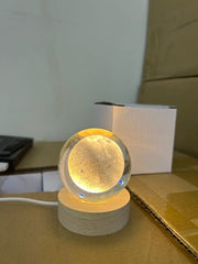 Crystal Ball LED Night Light – Solid Wood Holder, Multipurpose, Decorative

