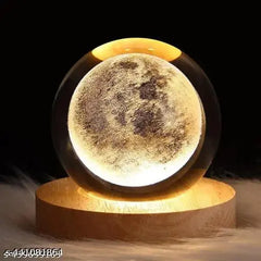 Crystal Ball LED Night Light – Solid Wood Holder, Multipurpose, Decorative

