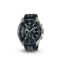 Casio Edifice Chronograph BLACK Dial RUBBER Band Men's Watch.