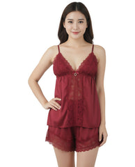 Elegant Lace Night Dress with Matching Shorts